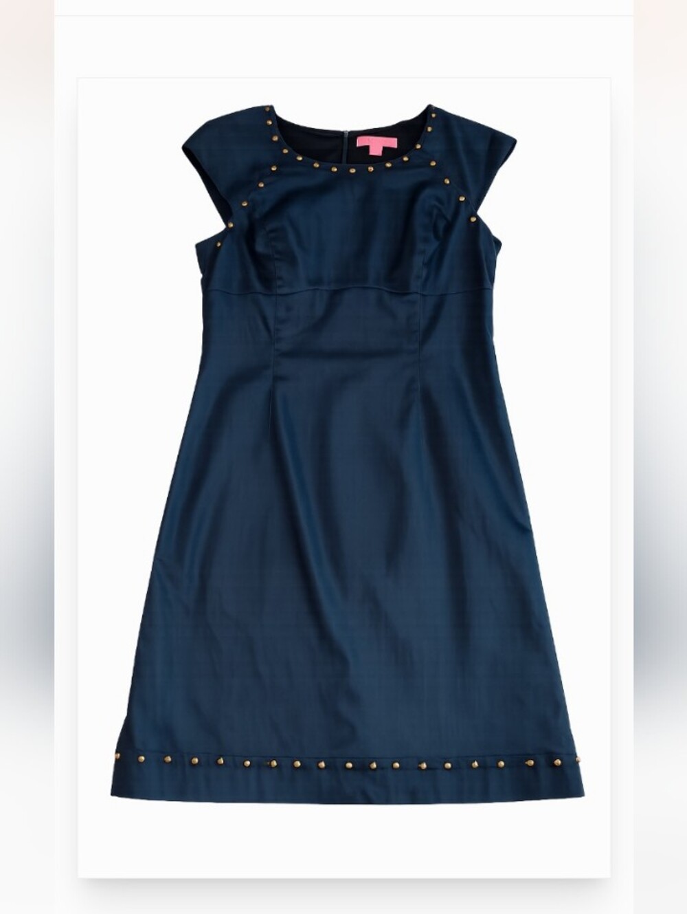 Betsey Johnson Dress Womens 12 Navy Denim Gold Studs Concert Rock Cocktail Party